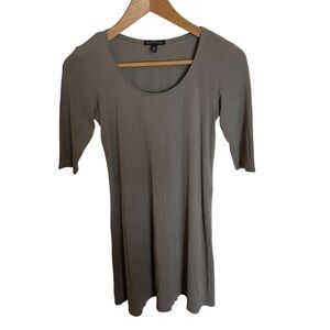 Eileen Fisher 100% Silk Half Sleeve Slip Dress XXS Minimalist Capsule Natural